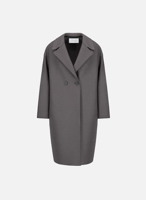 Dropped shoulder coat pressed wool