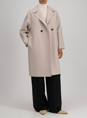 Dropped shoulder coat in pressed wool