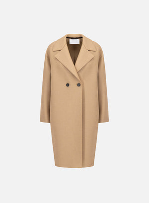 Dropped shoulder coat in pressed wool