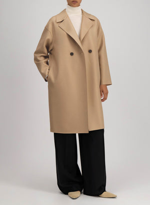 Dropped shoulder coat in pressed wool