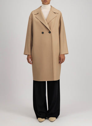 Dropped shoulder coat in pressed wool