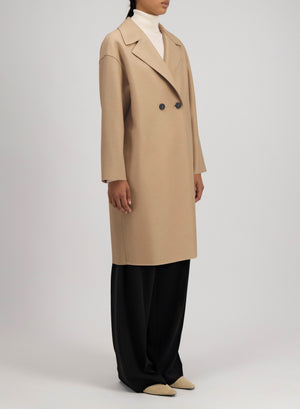 Dropped shoulder coat in pressed wool