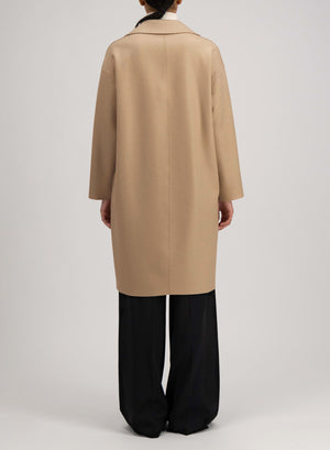 Dropped shoulder coat in pressed wool