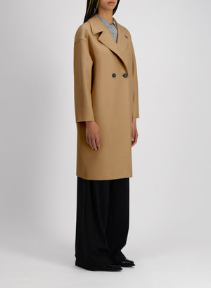 Dropped shoulder coat in pressed wool