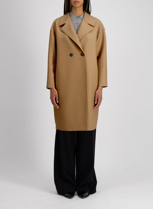 Dropped shoulder coat in pressed wool