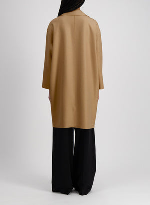 Dropped shoulder coat in pressed wool