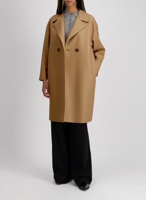 Dropped shoulder coat in pressed wool