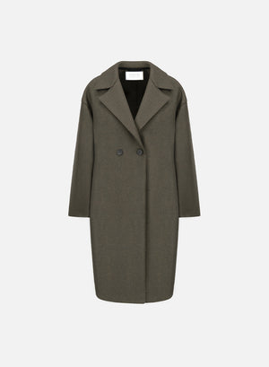Dropped shoulder coat pressed wool