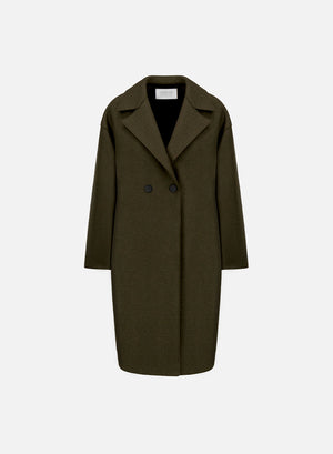 Dropped shoulder coat in pressed wool