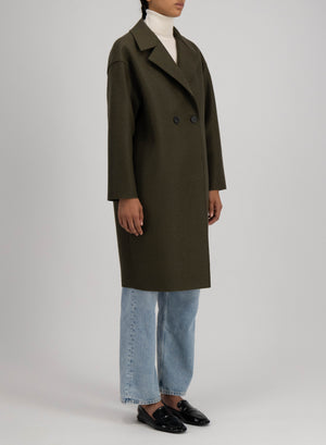Dropped shoulder coat in pressed wool