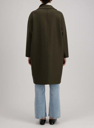 Dropped shoulder coat in pressed wool