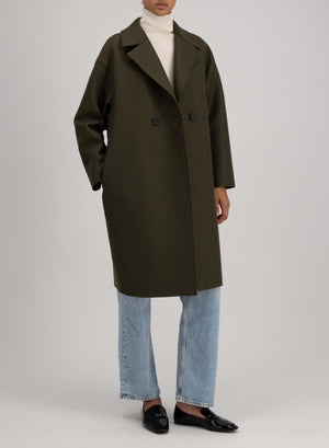 Dropped shoulder coat in pressed wool