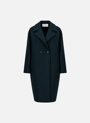 Dropped shoulder coat in pressed wool