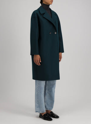 Dropped shoulder coat in pressed wool