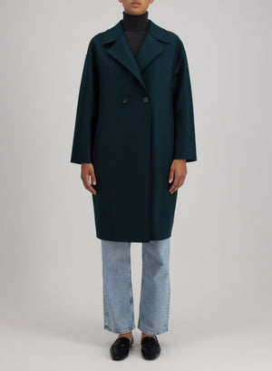 Dropped shoulder coat in pressed wool