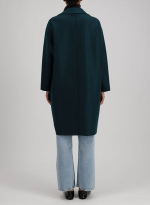 Dropped shoulder coat in pressed wool