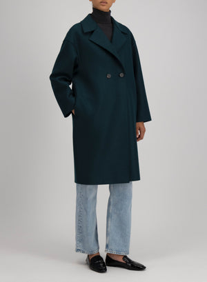 Dropped shoulder coat in pressed wool
