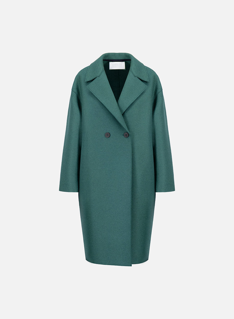 Dropped shoulder coat in pressed wool