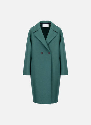 Dropped shoulder coat in pressed wool