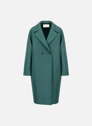Dropped shoulder coat pressed wool