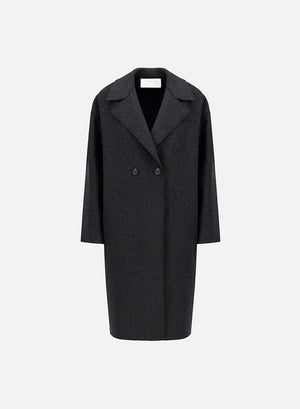 Dropped shoulder coat in double crafted with Loro Piana fabric