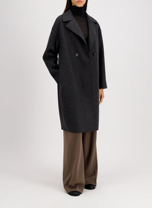 Dropped shoulder coat in double crafted with Loro Piana fabric