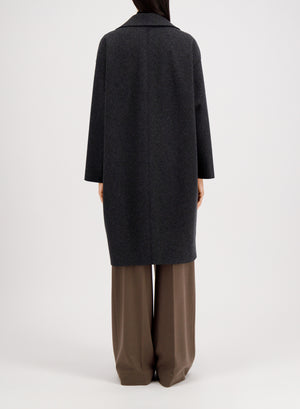 Dropped shoulder coat in double crafted with Loro Piana fabric
