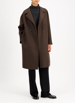 Dropped shoulder coat in double crafted with Loro Piana fabric