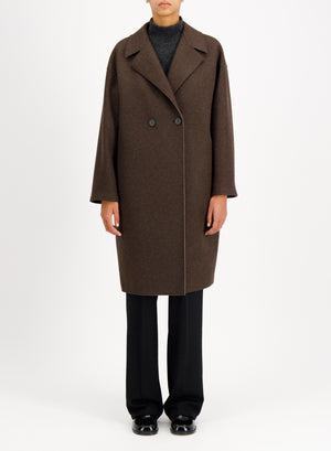 Dropped shoulder coat in double crafted with Loro Piana fabric