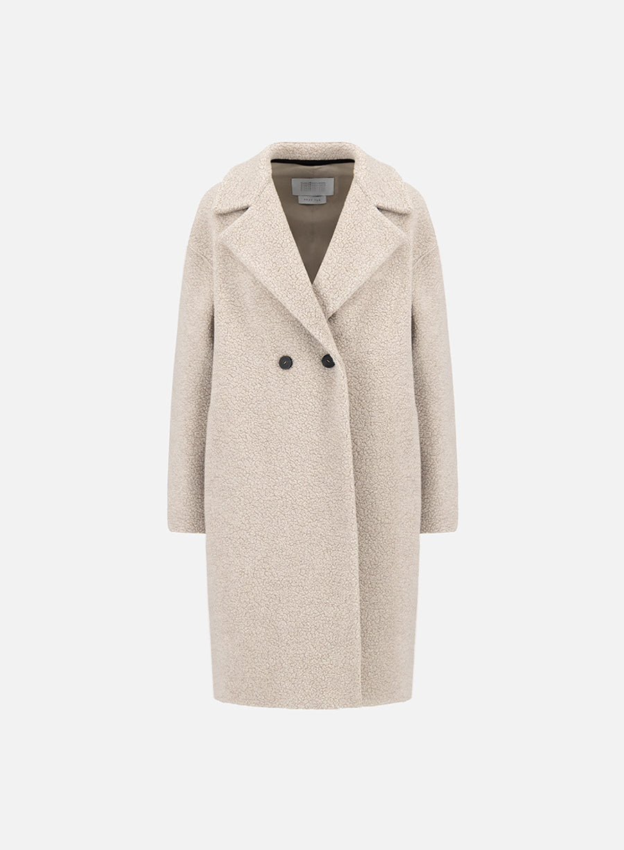 Dropped shoulder coat in bouclé