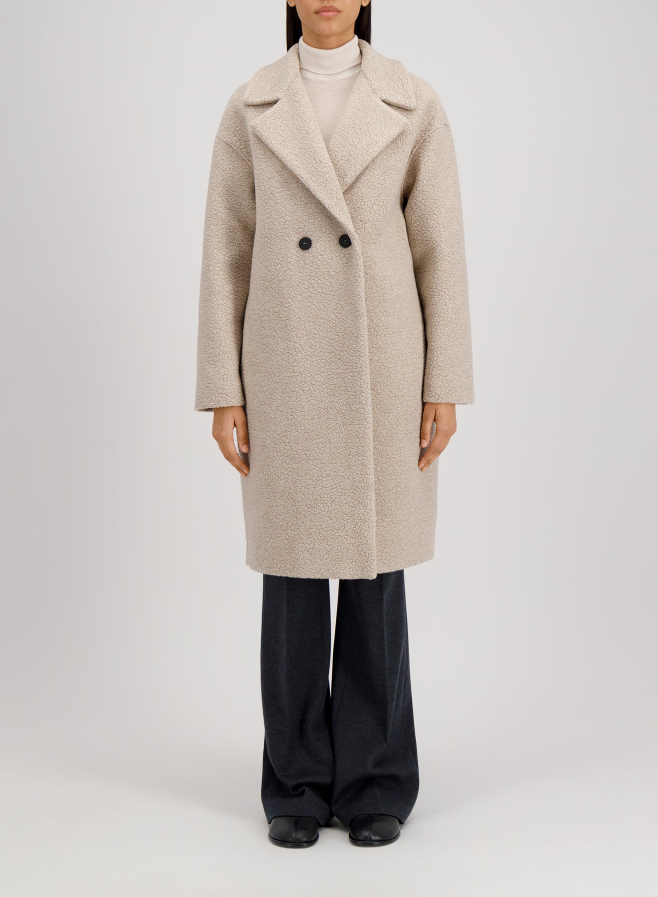 Dropped shoulder coat bouclé