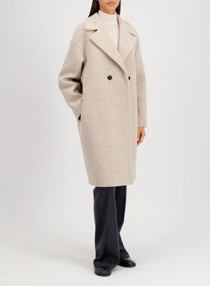Dropped shoulder coat in bouclé