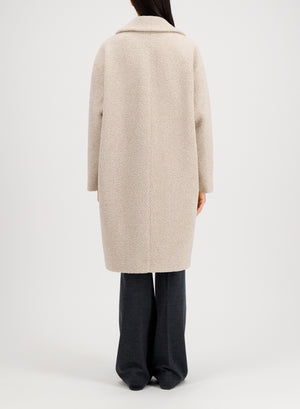 Dropped shoulder coat in bouclé