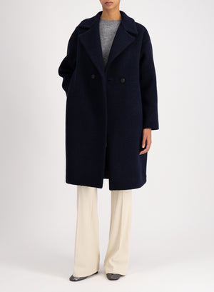 Dropped shoulder coat in bouclé