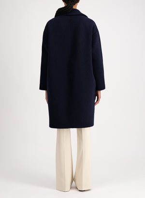 Dropped shoulder coat in bouclé