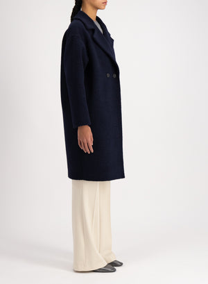 Dropped shoulder coat in bouclé
