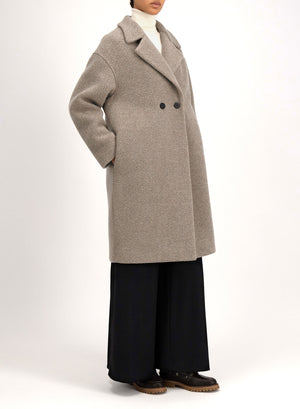 Dropped shoulder coat in bouclé