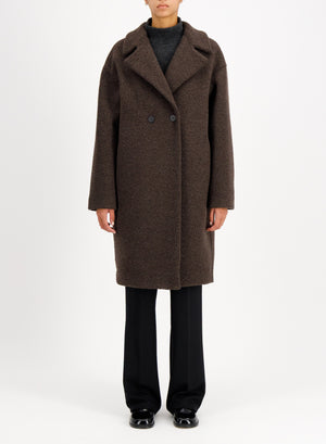 Dropped shoulder coat in bouclé