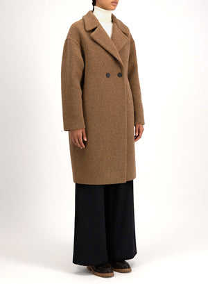 Dropped shoulder coat in bouclé