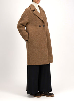 Dropped shoulder coat in bouclé
