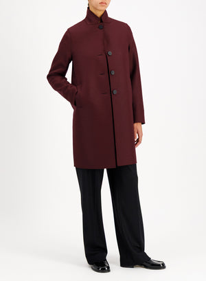 Button up boxy coat in pressed wool