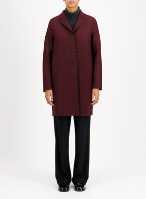 Button up boxy coat in pressed wool