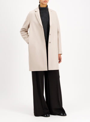 Cocoon coat in pressed wool