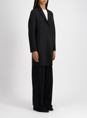 Cocoon coat in pressed wool