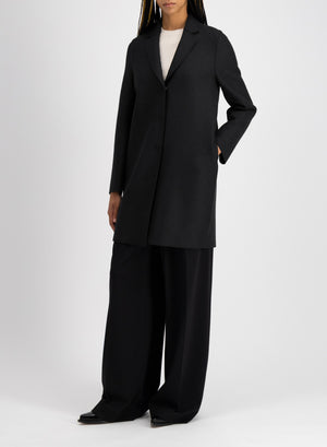 Cocoon coat in pressed wool