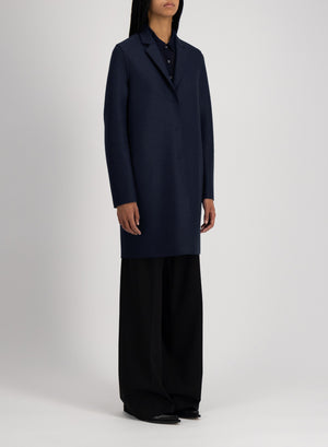 Cocoon coat in pressed wool
