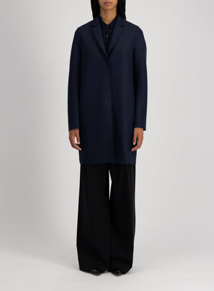 Cocoon coat in pressed wool