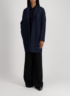 Cocoon coat in pressed wool