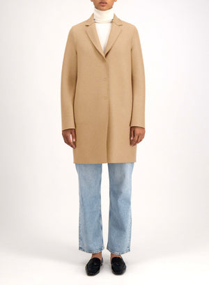 Cocoon coat pressed wool