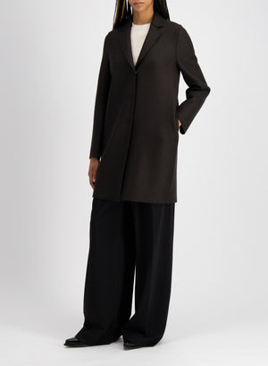 Cocoon coat in pressed wool